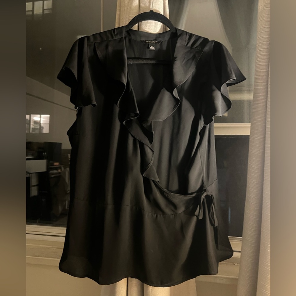 Banana Republic Black Ruffle Blouse